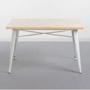 Mesa de comedor Iron Wood Thinia Home rectangular blanco/natural 74x120x80 cm