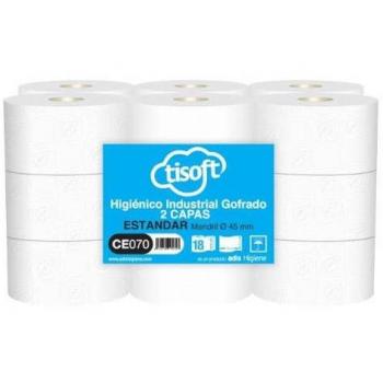Paquete de 18 rollos de papel higiénico doble capa Soft M45 Tisoft