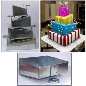 Euro Tins Molde Topsy Turvy Cuadrado para Tarta de Boda de 4 Pisos - Juego de 4