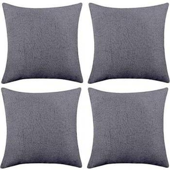 Deconovo Funda cojin de Lino para Salón 4 Piezas 60x60cm Gris