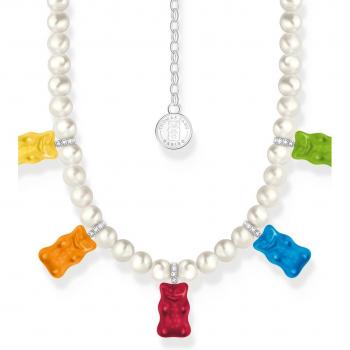 Thomas Sabo - Sterling Silver Colorful Goldbear Pearl Necklace with Crystal Glass and Zirconia