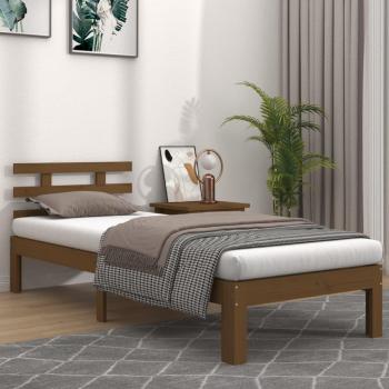 Cama individual de madera maciza ámbar redondo 75x190 cm