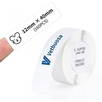 D11 Impresión De Etiquetas De Papel, Vetbuosa 160 Piezas De Cinta Adhesiva Térmica De 12 mm * 40 mm, Etiqueta De Máquina Etiquetadora Blanca, Etiqueta Adhesiva Antirrayas Adecuada Para Cajas, Botella