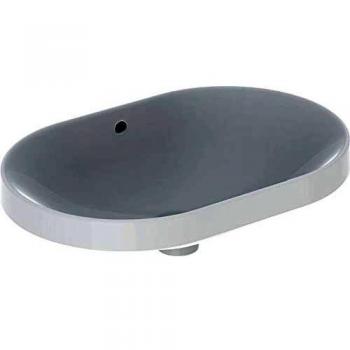 Lavabo encastrable Geberit VariForm elíptico 60x40cm sin orificio para grifería con rebosadero blanco