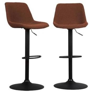 Taburete de bar regulable Sweeek, set de 2, con rizo texturizado en color terra cotta, dimensiones 45x53x109 cm, altura ajustable de 60,5 a 81,5