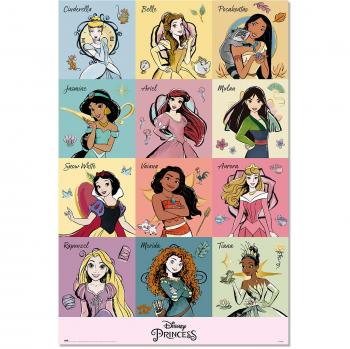 Póster Disney Princesas Brush Strokes - Decoración de Pared con Láminas de Princesas Disney