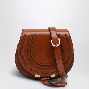 Chloé Marcie Small Brown Leather Saddle Crossbody Bag