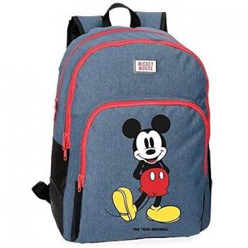 Disney Mickey Blue Mochila Doble Compartimento Adaptable a Carro Azul 33x44x13,5 cms Poliéster 19.6L