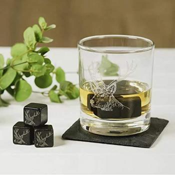 Engraved Stag Whisky Stones - Set of 6