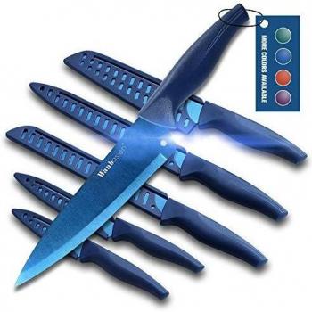 Wanbasion Azul Juego de Cuchillos de Cocina, Cuchillos Cocina profesional chef, set de Cuchillos de Cocina Acero inoxidable