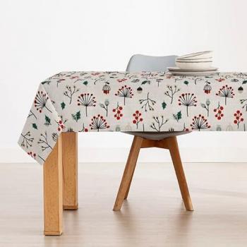 Mantel navidad resinado antimanchas modelo Merry Christmas 44 Lurex 200 x 140 cm - Mantel elegante, no traspasan líquidos, tejido 65% algodón, 30% poliéster, 5%