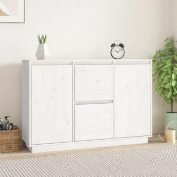 Armario aparador blanco 111x34x75 cm madera maciza de pino