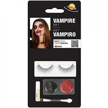 Kit Maquillaje: Negro y Rojo, Pestañas, Pegamento, Pincel