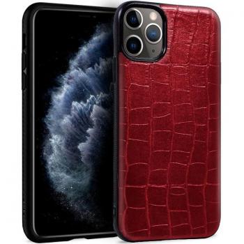 Carcasa de Cuero Cocodrilo Rojo para iPhone 11 Pro
