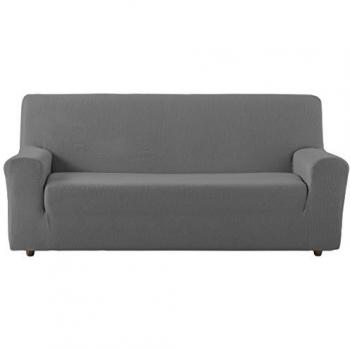 Funda de Sofá Elástica Adaptable 3 Plazas Modelo Rústica Gris - Protector Antimanchas Lavable y Transpirable
