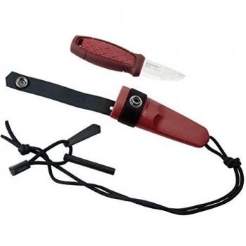 Morakniv Eldris Cuchillo de Caza con Hoja de Acero Inoxidable Sandvik 12C27, Mango de Polímero Inyectado Rojo y Accesorios incluidos