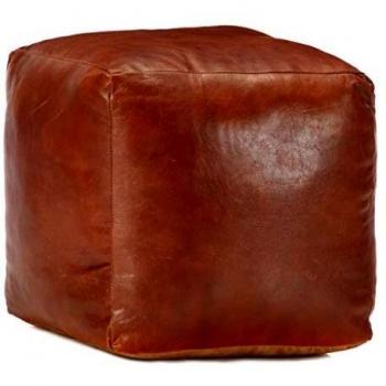vidaXL Puf Cuero Genuino de Cabra Asientos Sillones Sillas Sofá Salón Comedor Sala de Estar Decoración Interiores Casa Hogar Diseño 40x40x40 cm