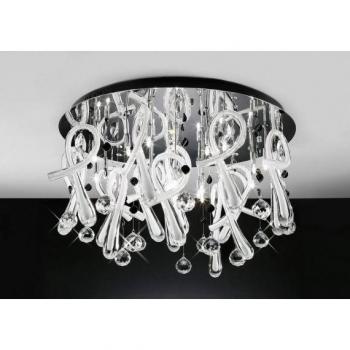Plafón redondo Class 20 luces G4 cromo pulido/vidrio blanco/cristal, no compatible con LED/CFL
