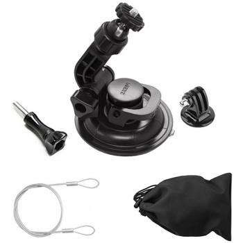 Greleaves Gopro Accesorios Sticky Suction Parabrisas o Dash Mount Car Holder con Adaptador de trípode para Gopro Hero 4/3 + / 3/2/1 Sesión SJCAM SJ4000 Xiaomi Yi Acción Cámaras- Negro