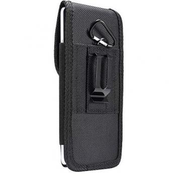 Funda Cinturón Vertical de Nylon con Clip Metálico y Tarjetero para Honeywell Dolphin CT50 (2020) - Negra