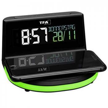 Reloj despertador digital con cargador inalámbrico y temperatura ambiental