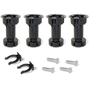 EMUCA - Patas Regulables para Muebles de Cocina o baño, Pack de 4 pies Negros con Accesorios de Montaje, H 120mm