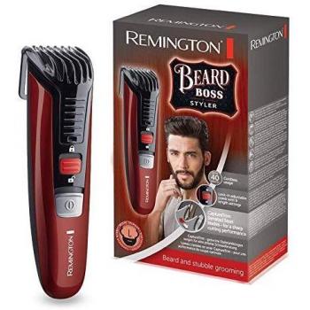 Remington Beard Boss Styler MB4125 Barbero, Cuchillas Serradas de Acero Inoxidable, Inalámbrico, 11 Ajustes, Rojo