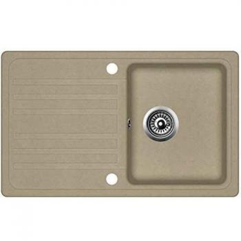 vidaXL Fregadero de Cocina de Granito con un Seno Lavabo Cocina Fontanería Piezas de Fontanería y Bricolaje Resistente Pileta Escurreplatos Beige