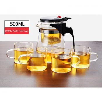 Juego de Té Kung Fu Chino con Infusor de Vidrio Resistente al Calor y Tetera Puer para Oficina