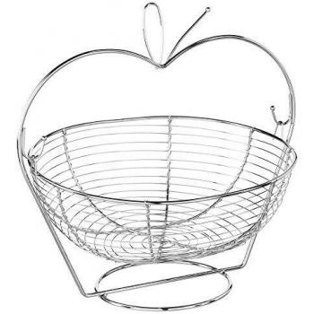 Cesta Metálica para Manzanas - Organizador de Frutas - 35 cm - Diseño Estable en Forma de Poma
