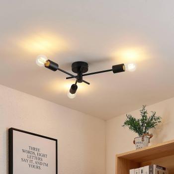 Lindby Cerros Plafón 3 luces negro, lámpara de techo moderna en metal para salón y comedor, 3 llamas E27