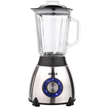 Jocca Batidora De Vaso, Plata/ 550W / 1,5 Litros/Contro de Velocidad con LEd. / 2 Velocidades y Modo Turbo / 4 Cuchillas de Acero Inoxidable
