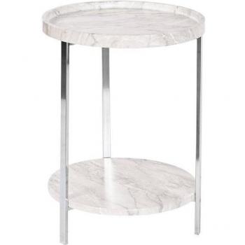 Mesita auxiliar DKD Home Decor Blanco Plateado Metal Madera MDF 40 x 40 x 53 cm