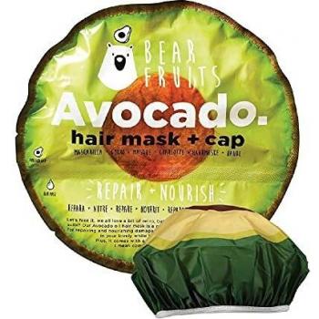 Mascarilla Capilar Bear Fruits Aguacate Repara & Nutre + Gorro de Ducha, Tratamiento Hidratante para el Cabello, 5 Unidades de 20ml