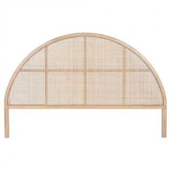 Cabecero de Cama Home ESPRIT Natural de Madera de Caucho 180 cm con Tapizado de Ratán