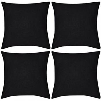vidaXL 4 fundas negras para cojines de algodón dimensiones 80 x 80 cm