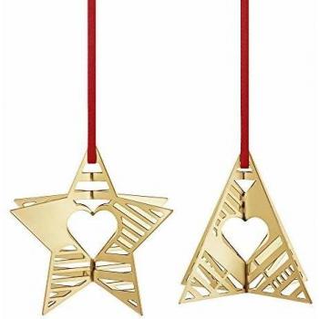 Georg Jensen 2019 - Adornos de Navidad, diseño de Estrella y árbol, Color Dorado