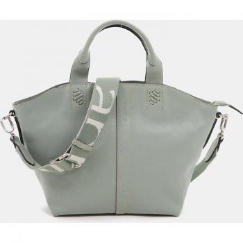 Bolso de mano tipo shopper de piel verde