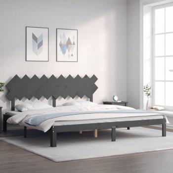 Cabecero de cama gris 200x200 cm en madera maciza Vidaxl
