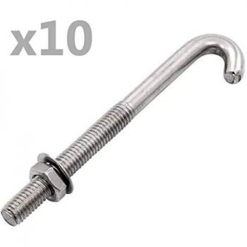 vidaXL Perno de anclaje en J con tuerca y arandela 25 sets M8x100 mm