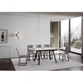 Mesa extensible Mirhi 90x100/180 cm Fresno Blanco con estructura Antracita