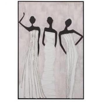 Cuadro Decorativo Africano con Cuerdas y Marco 80x4x120 cm - Alta Calidad en Madera Negra, Gris y Blanca