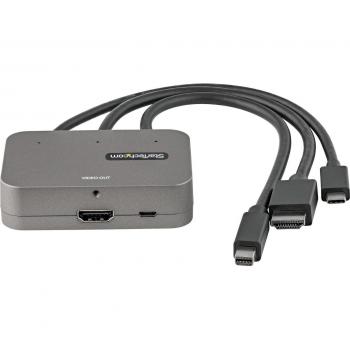 StarTech.com 3-in-1 Multiport USB-C HDMI MiniDisplayPort to HDMI Adapter - High-Quality Digital AV Video Converter for Conference Room Display