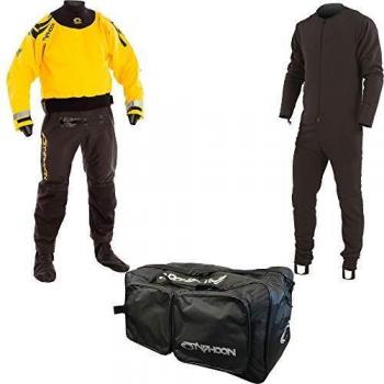 2018 Typhoon Multisport 5 Hinge Drysuit + CON ZIP BLACK / YELLOW INCLUDING UNDERFLEECE 100165 Sizes- - Small