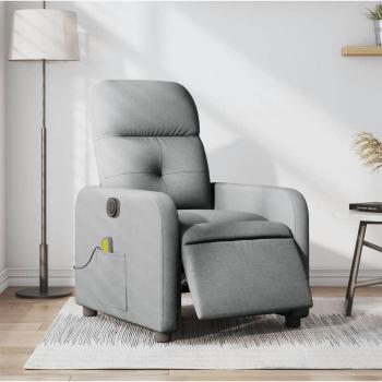 Sillón reclinable de masaje eléctrico de tela en gris claro, gris oscuro y negro - Sillón cómodo para dormitorio, silla relax, sillón sofá