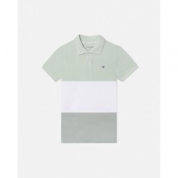 Silbon - Polo de niño clásico de algodón con estampado a rayas en tonos verdes