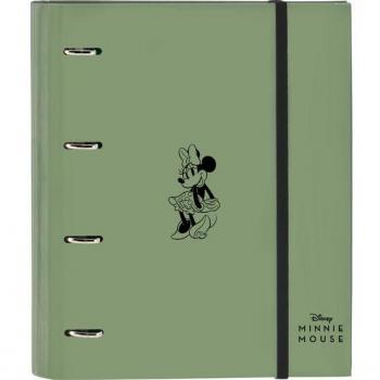 Carpeta 4 Anillas 35mm con Recambio A4 Minnie Mouse 'Mint Shadow' Goma Elástica y 5 Separadores - Safta Verde Militar