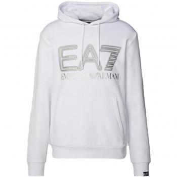 Emporio Armani EA7 Men's White Train Logo Hoodie, Size M