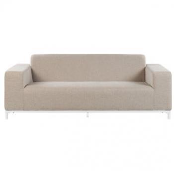 Sofá 3 plazas de poliéster beige arena blanco con patas de metal para interior y exterior Rovigo