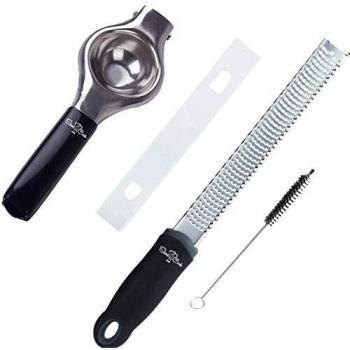 Zester Rallador y prensa manual de cítricos y de limón rallador desde Start N'Cook - Muy eficiente - Sin esfuerzo - Calidad profesional - GRATIS: PINCEL + EBOOK - Fácil de limpiar